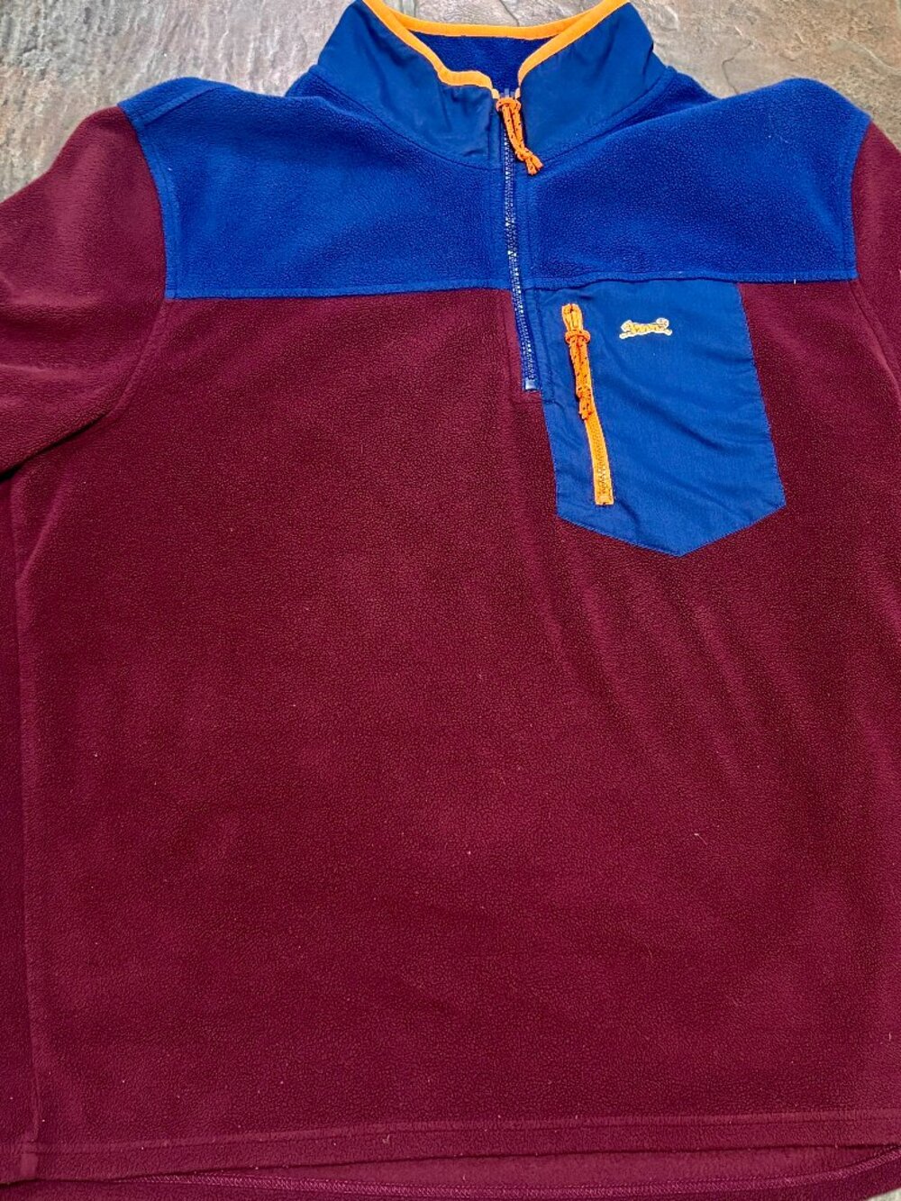 ~~Le Tigre Fleece Pullover Blue/Maroon Quarter Zip Long Sleeve Sweater L  Warm L